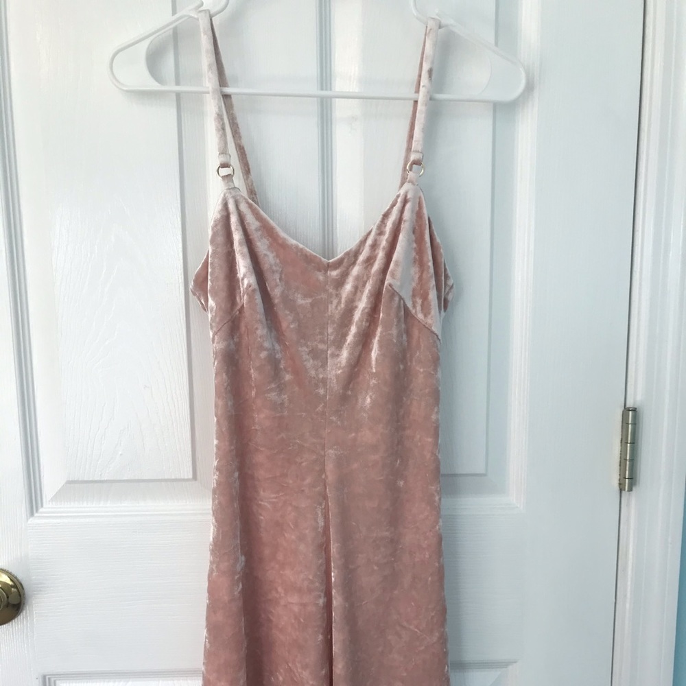 light pink crushed velvet slip dress